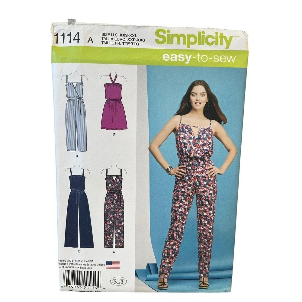 Simplicity 1114 Misses Jumpsuit Dress Sewing Pattern XXS-XXL Easy-to-Sew